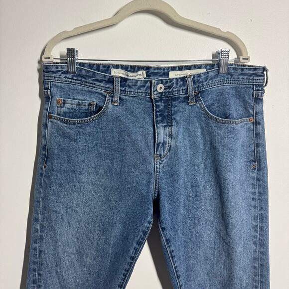 Pilcro Anthropologie Slim Boyfriend Boho Patchwork Scarf Hem Cropped Jeans 31 - Picture 4 of 11